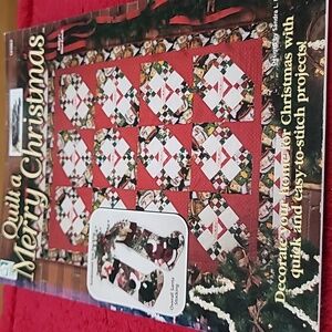 vintage quilting pattern book titled Quilt a Merry Christmas